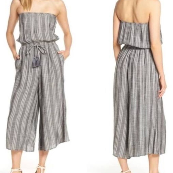 ELAN Strapless Cover-Up Tie Waist Culotte Jumpsuit Women Size Small - Picture 1 of 7